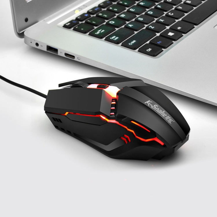 2 PCS K-Snake M11 4 Teclas 1600DPI Luminous Game Wired Mouse Notebook Desktop USB Wired Mouse, Longitud del cable: 1.5m