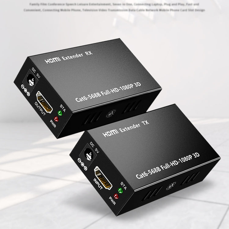 1 par de amplificador de señal HW-YD60 HDMI Extender 1080P, distancia efectiva: 60 m, enchufe de la UE