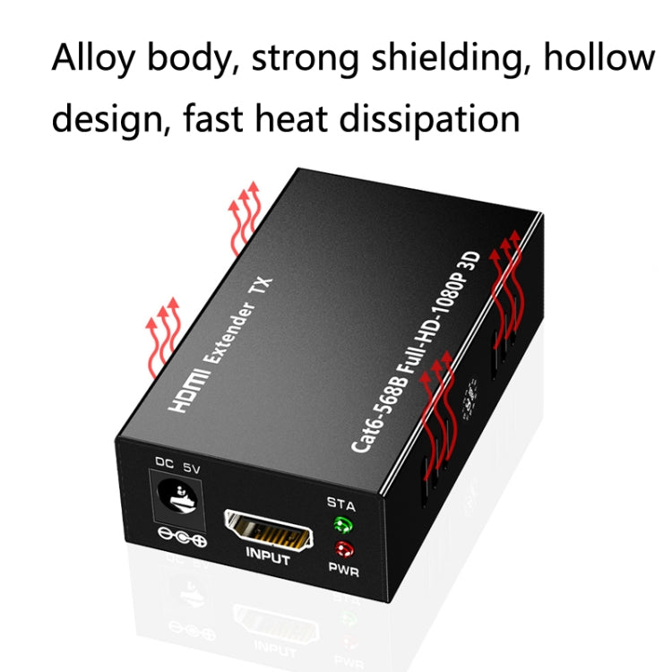 1 par de amplificador de señal HW-YD60 HDMI Extender 1080P, distancia efectiva: 60 m, enchufe de la UE