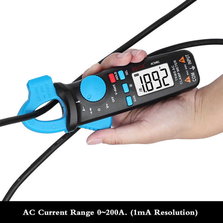 BSIDE ACM81 Pinza amperimétrica digital Auto-Rang 1mA Precisión 200A Corriente DC AC Multímetro, ACM81 Blue, ACM81 Black, ACM81 Grey