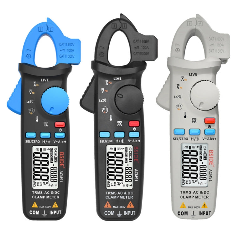 BSIDE ACM91 Pinza amperimétrica digital AC/DC Corriente 1mA True RMS Auto Range Capacitor Tester Multímetro, ACM91 Blue, ACM91 Black, ACM91 Grey