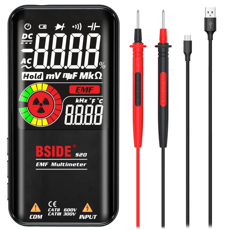 Probador inteligente del multímetro de radiación electromagnética de pantalla grande BSIDE S20, S20