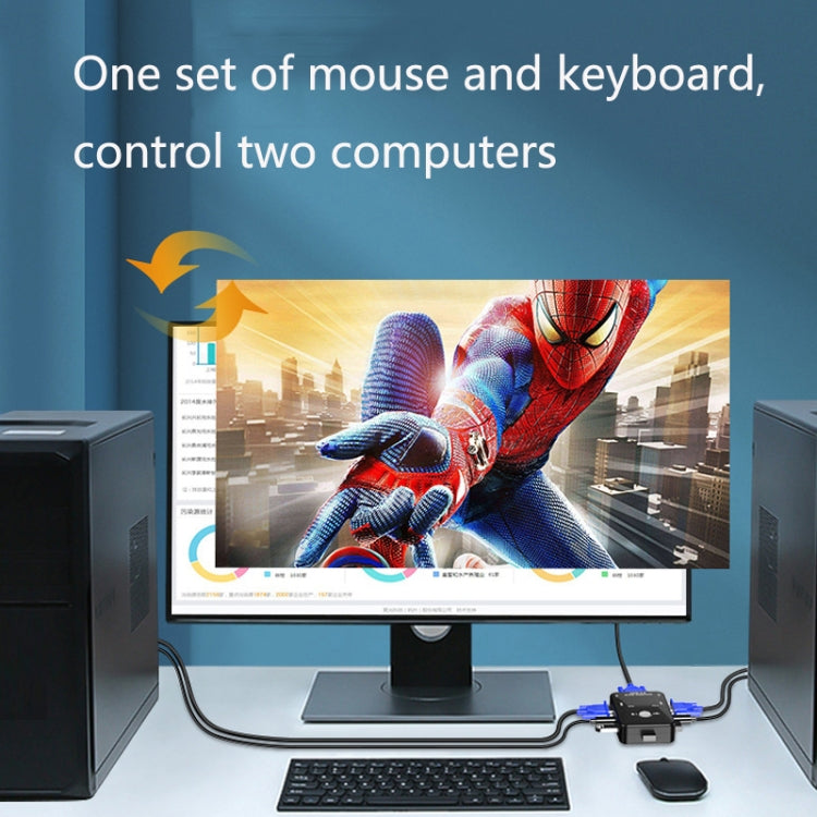 HW1701 2 en 1 salida KVM Switcher 2 puertos Manual VGA Switch USB con teclado Mouse Switching, HW1701