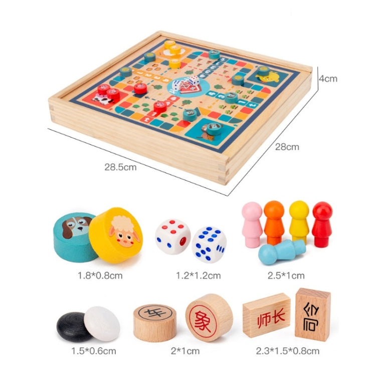 Juguete de tablero de rompecabezas interactivo para padres e hijos multifuncional de madera para niños, especificación del conjunto:, 2 In 1 Hocker + Flying Chess, 2 In 1 Hockey + Five Sorrows, 4 In 1 Chess, 6 In 1 Chess, 8 In 1 Chess