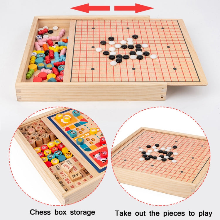 Juguete de tablero de rompecabezas interactivo para padres e hijos multifuncional de madera para niños, especificación del conjunto:, 2 In 1 Hocker + Flying Chess, 2 In 1 Hockey + Five Sorrows, 4 In 1 Chess, 6 In 1 Chess, 8 In 1 Chess
