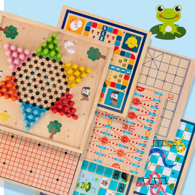Juguete de tablero de rompecabezas interactivo para padres e hijos multifuncional de madera para niños, especificación del conjunto:, 2 In 1 Hocker + Flying Chess, 2 In 1 Hockey + Five Sorrows, 4 In 1 Chess, 6 In 1 Chess, 8 In 1 Chess