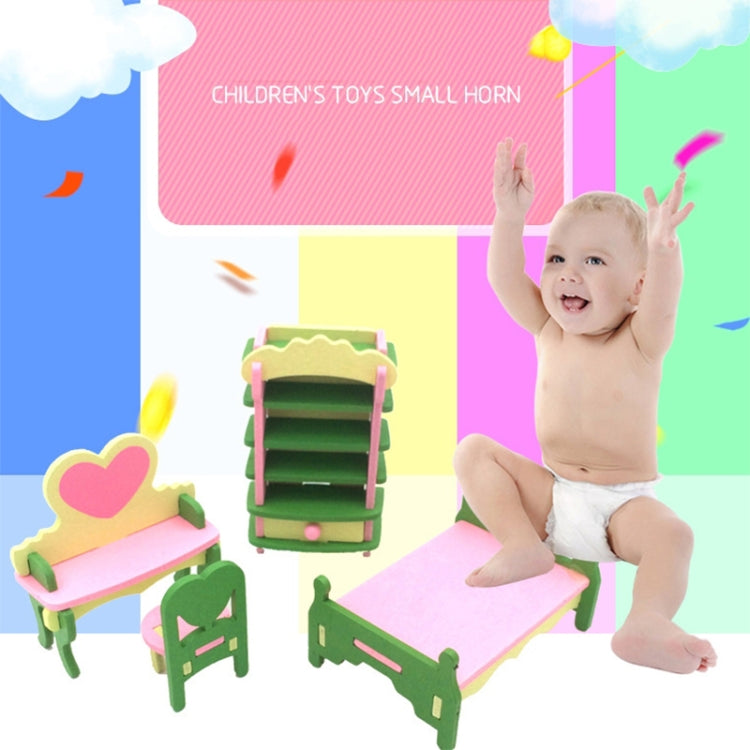 Simulación de muebles de madera en miniatura, juguetes para niños, juego de casa de muñecas
