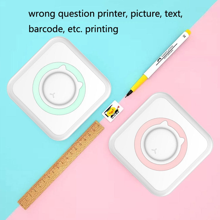 Práctica Mini impresora de bolsillo Estudiante Pregunta incorrecta Térmica Bluetooth Teléfono móvil Foto Datos Nota Impresora, Blue, Pink