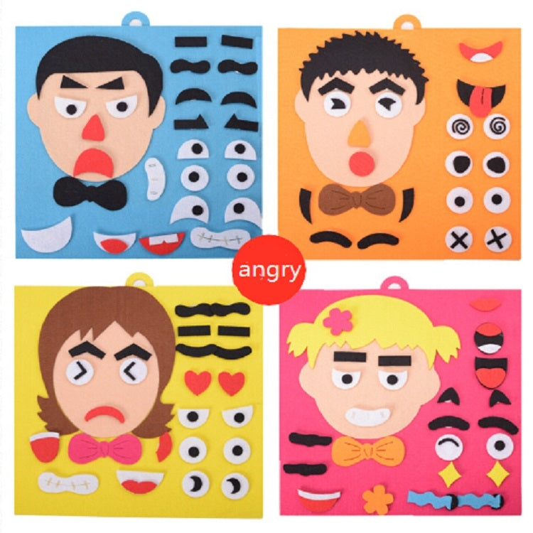 DIY juguetes de rompecabezas de emociones, pegatinas creativas de expresión Facial no tejidas, juguetes educativos de aprendizaje para niños