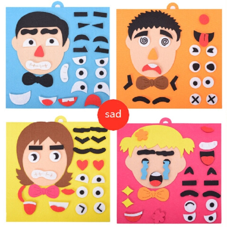 DIY juguetes de rompecabezas de emociones, pegatinas creativas de expresión Facial no tejidas, juguetes educativos de aprendizaje para niños