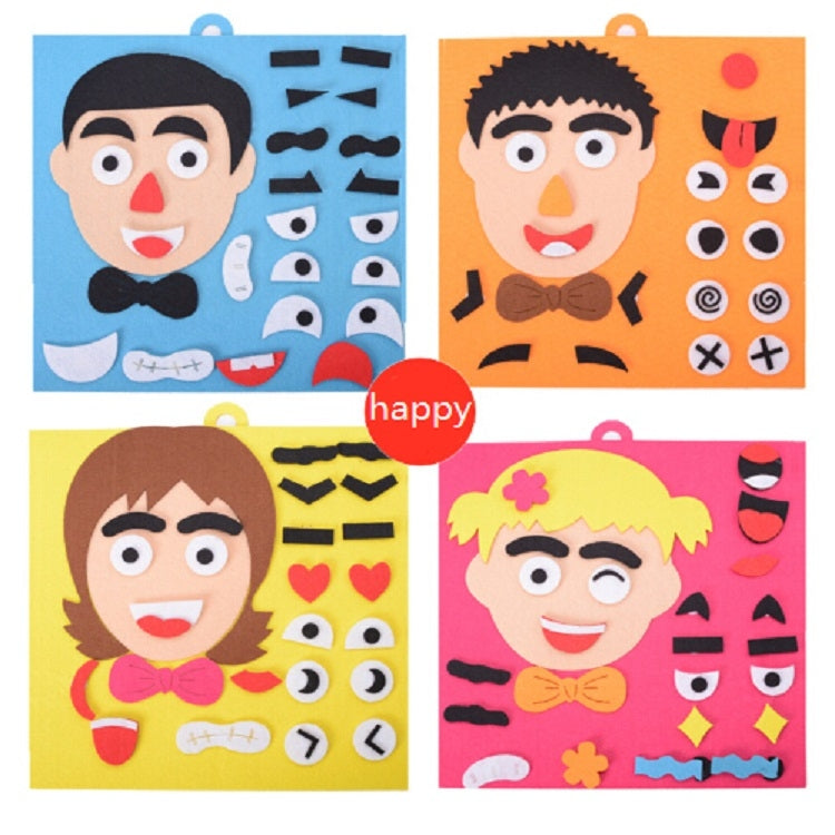 DIY juguetes de rompecabezas de emociones, pegatinas creativas de expresión Facial no tejidas, juguetes educativos de aprendizaje para niños