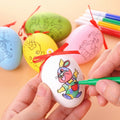 4 PCS Huevos de Pascua pintados a mano con dibujos animados Juguetes educativos para niños, Patrón aleatorio y color, 4 PCS Painted Easter Eggs