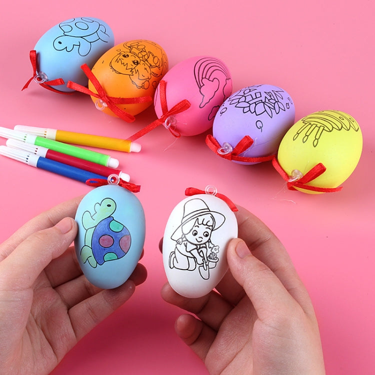 4 PCS Huevos de Pascua pintados a mano con dibujos animados Juguetes educativos para niños, Patrón aleatorio y color, 4 PCS Painted Easter Eggs