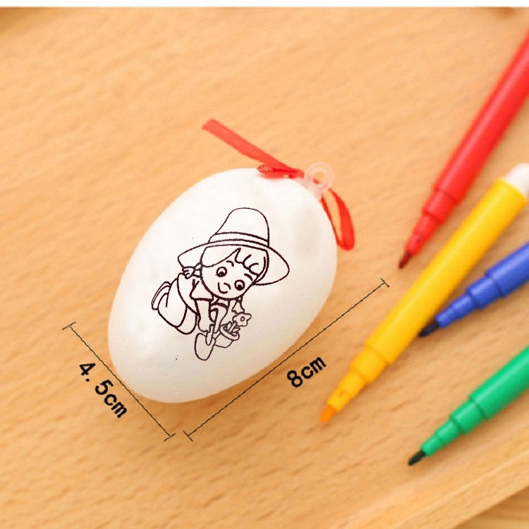 4 PCS Huevos de Pascua pintados a mano con dibujos animados Juguetes educativos para niños, Patrón aleatorio y color, 4 PCS Painted Easter Eggs