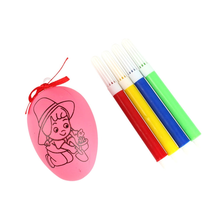 4 PCS Huevos de Pascua pintados a mano con dibujos animados Juguetes educativos para niños, Patrón aleatorio y color, 4 PCS Painted Easter Eggs
