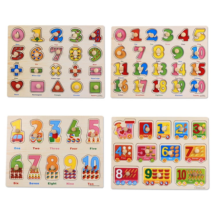 Rompecabezas de madera Tablero de agarre de mano Juguete educativo Número Patrón de transporte Rompecabezas Regalo para niños,, Random Style Delivery