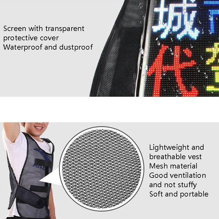 ys-kl20 Pantalla de publicidad móvil para exteriores Chaleco de pantalla LED portátil impermeable y flexible