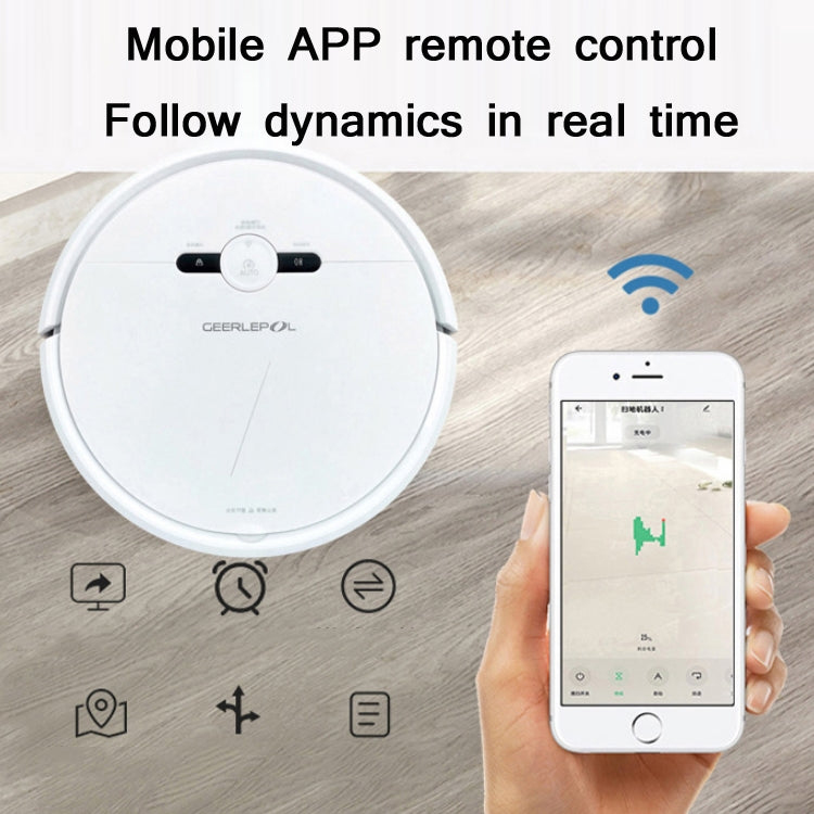 Robot de barrido de recarga automática para el hogar inteligente GEERLEPOL, aplicación de teléfono móvil de soporte de alta configuración, White, Black