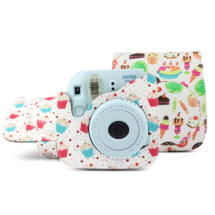 Estuche de cuero PU para cámara de cuerpo completo con correa para FUJIFILM instax mini 9 / mini 8+ / mini 8