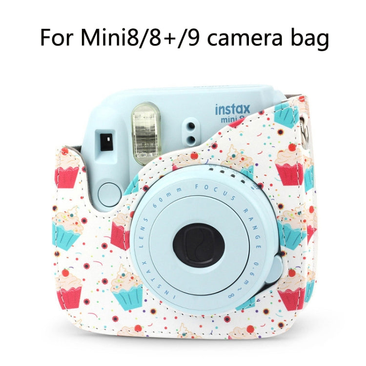 Estuche de cuero PU para cámara de cuerpo completo con correa para FUJIFILM instax mini 9 / mini 8+ / mini 8