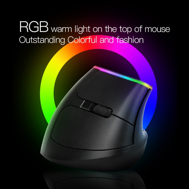 DELUX M618C 6 Teclas 1600 DPI RGB Vertical Ratón Inalámbrico Bluetooth Modo Dual, M618C(White), M618C(Black)