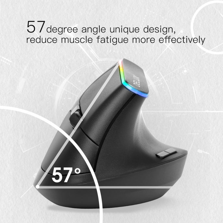 DELUX M618C 6 Teclas 1600 DPI RGB Vertical Ratón Inalámbrico Bluetooth Modo Dual, M618C(White), M618C(Black)