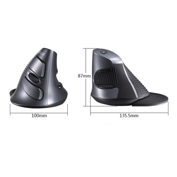 DELUX M618 Ratón inalámbrico ergonómico de caracol vertical de 6 teclas, Wireless
