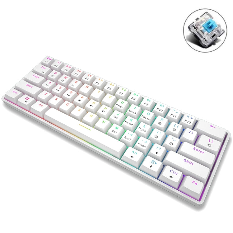 LEAVEN K28 61 teclas Gaming Office Computer RGB inalámbrico Bluetooth + teclado mecánico de modo dual con cable, longitud del cable: 1,5 m, Green Axis (Black), Green Axis (White), Green Axis (Blue), Green Axis (Pink), Red Axis (Black), Red Axis (White)...