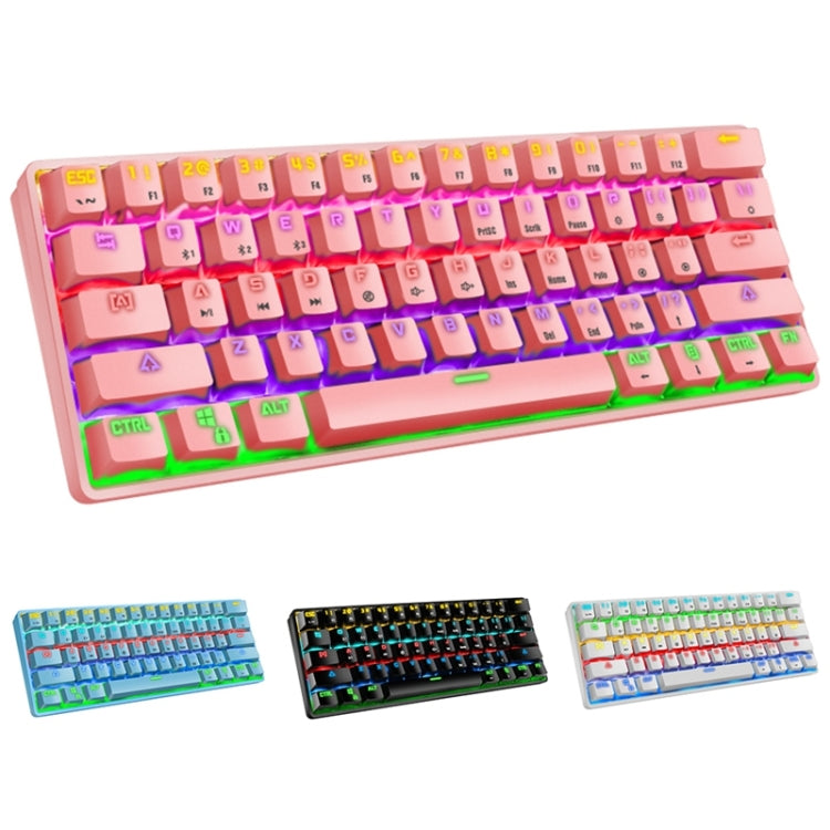 LEAVEN K28 61 teclas Gaming Office Computer RGB inalámbrico Bluetooth + teclado mecánico de modo dual con cable, longitud del cable: 1,5 m, Green Axis (Black), Green Axis (White), Green Axis (Blue), Green Axis (Pink), Red Axis (Black), Red Axis (White)...
