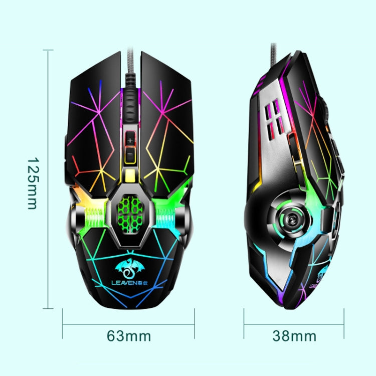 LEAVEN 7 teclas 4000DPI USB con cable Computadora Oficina Luminoso RGB Ratón mecánico para juegos, Longitud del cable: 1,5 m, S30 Black, S30 White, S30 Pink, S10 Black