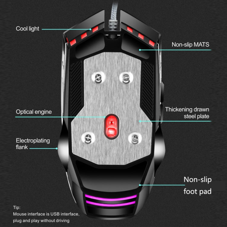 LEAVEN 7 teclas 4000DPI USB con cable Computadora Oficina Luminoso RGB Ratón mecánico para juegos, Longitud del cable: 1,5 m, S30 Black, S30 White, S30 Pink, S10 Black