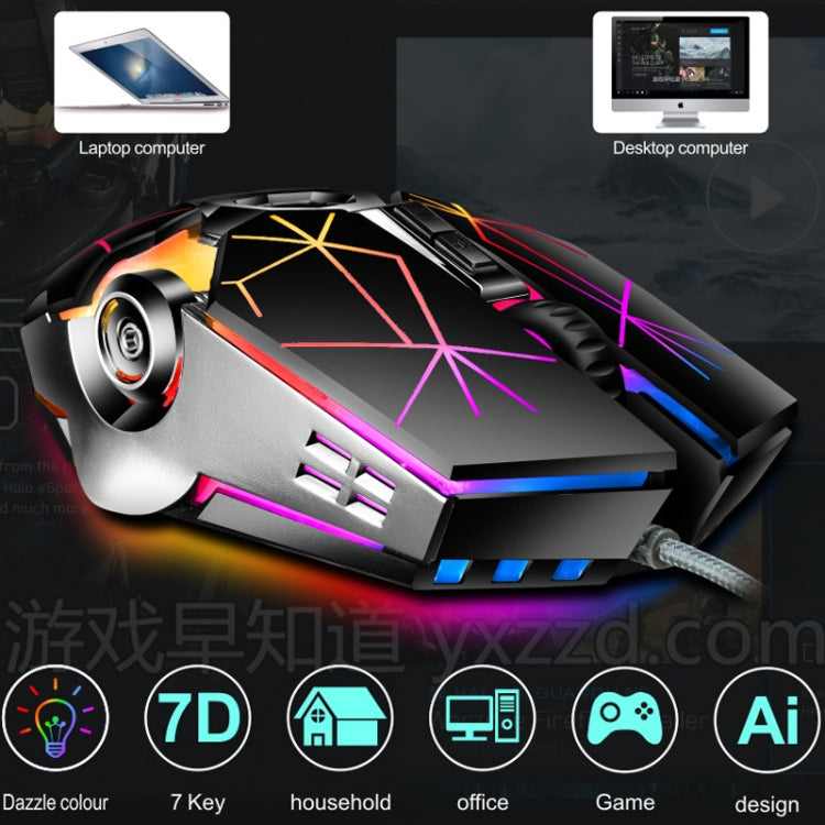 LEAVEN 7 teclas 4000DPI USB con cable Computadora Oficina Luminoso RGB Ratón mecánico para juegos, Longitud del cable: 1,5 m, S30 Black, S30 White, S30 Pink, S10 Black