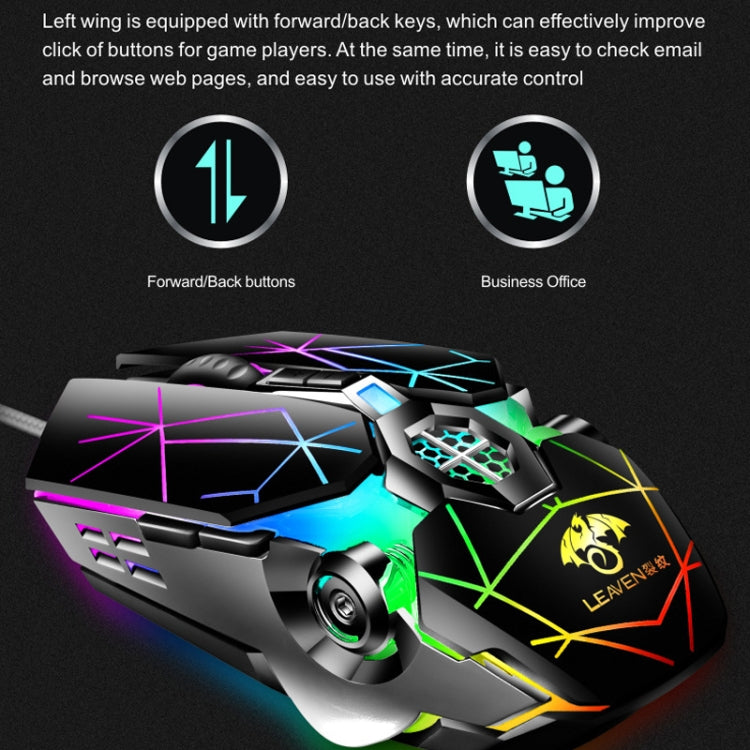 LEAVEN 7 teclas 4000DPI USB con cable Computadora Oficina Luminoso RGB Ratón mecánico para juegos, Longitud del cable: 1,5 m, S30 Black, S30 White, S30 Pink, S10 Black
