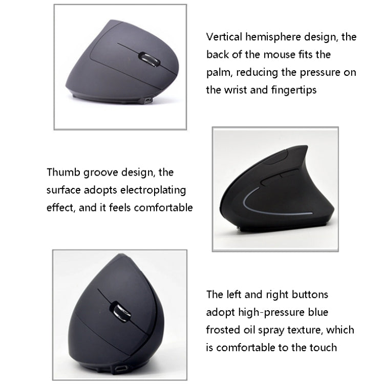 JS-5D 6 Teclas 2.4G Ratón Vertical Ergonómico Ratón de Carga Inalámbrico Transfronterizo