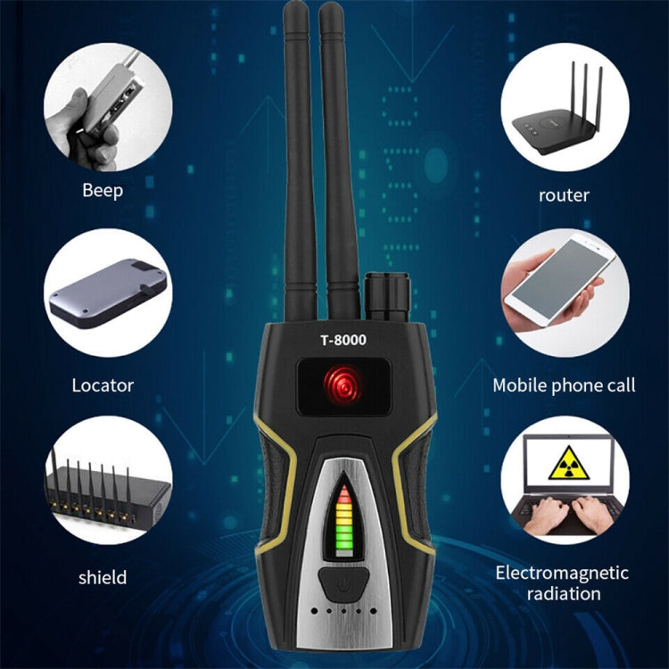 Detector de señal inalámbrico T8000, cámara de búsqueda de ubicación de defensa GPS, instrumento de detección anti-seguimiento anticaída
