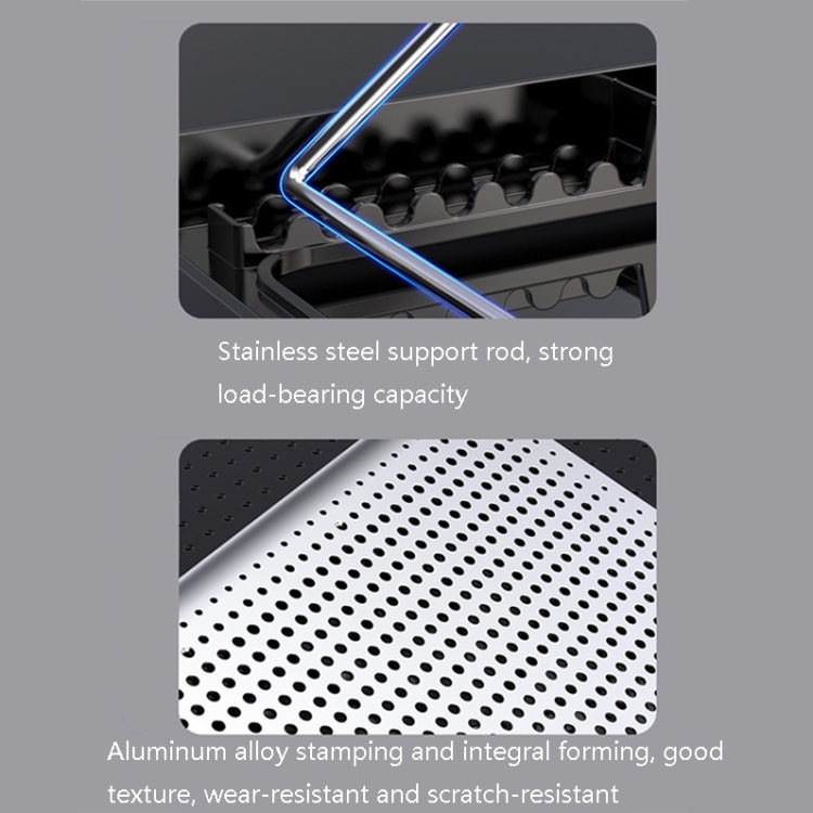 ICE COOREL, ventilador de radiador de aleación de aluminio para portátil, soporte de refrigeración silencioso para portátil, Space Silver, Tungsten Gold Black, Six-Fan Space Silver, Six-Fan Tungsten Gold Black