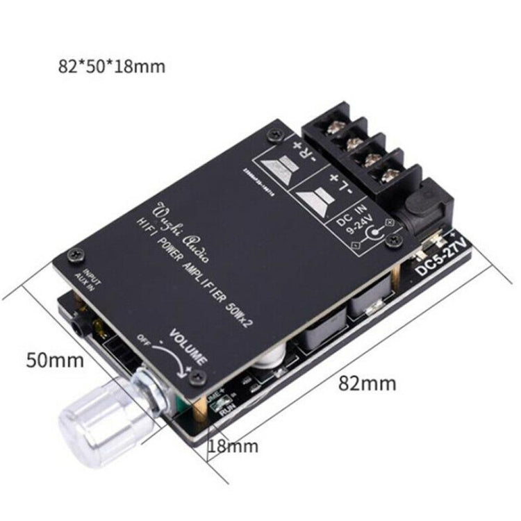 ZK-502C HIFI Inalámbrico Bluetooth 5.0 TPA3116 Placa de Amplificador de Audio de Potencia Digital 50W X 2 Amplificador de AMP Estéreo, ZK-502C With Shell, ZK-502C Without Shell