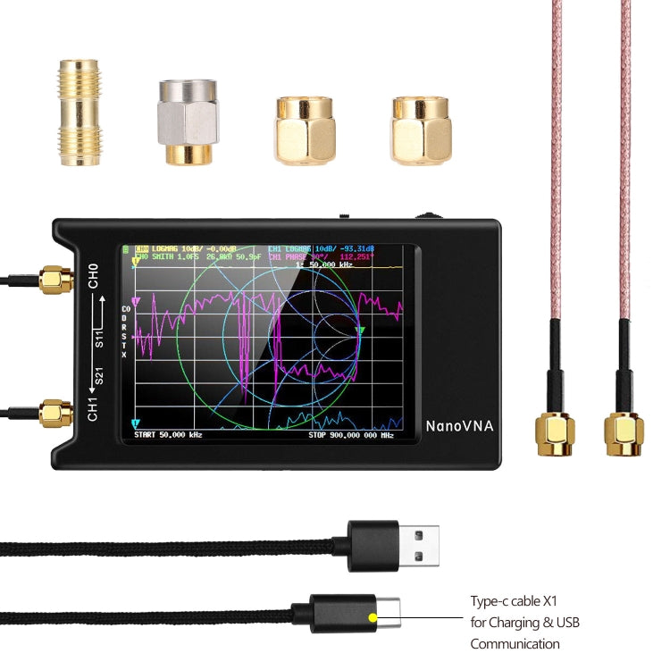 NANOVNA-H Versión mejorada 2,8 pulgadas TFT 50Khz-1,5Ghz Analizador de antena de red vectorial MF HF VHF UHF con ranura para tarjeta SD sin tarjeta, 4 Inch