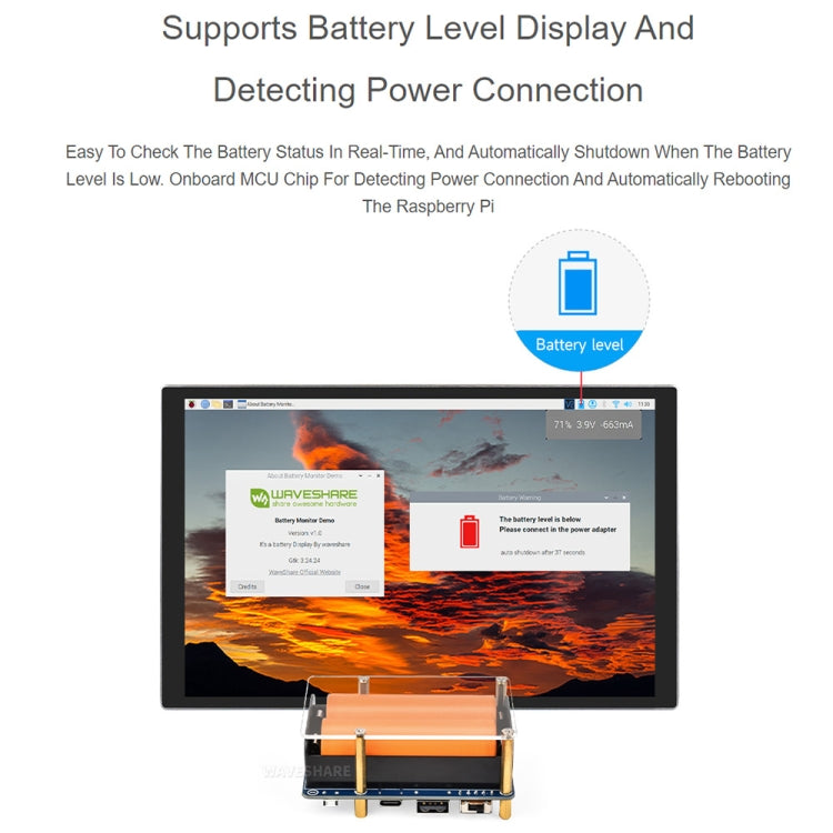 Waveshare 25567 para Raspberry Pi UPS HAT (D), conector Pogo Pins, sin batería