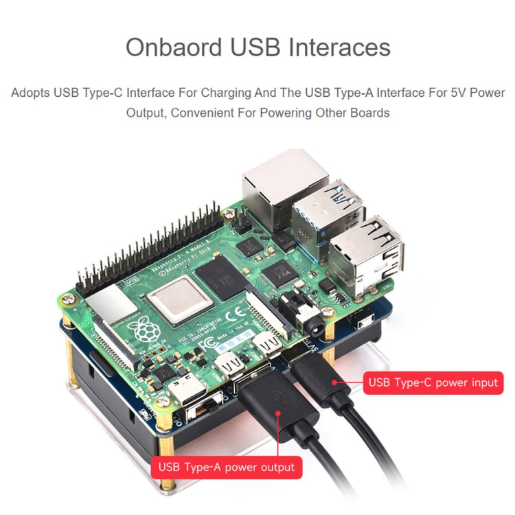Waveshare 25567 para Raspberry Pi UPS HAT (D), conector Pogo Pins, sin batería