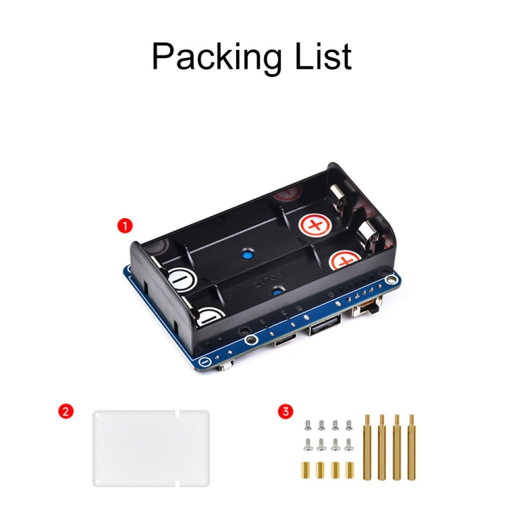 Waveshare 25567 para Raspberry Pi UPS HAT (D), conector Pogo Pins, sin batería