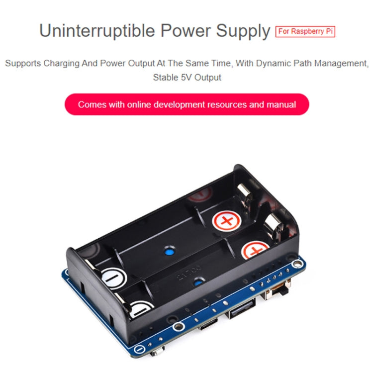 Waveshare 25567 para Raspberry Pi UPS HAT (D), conector Pogo Pins, sin batería