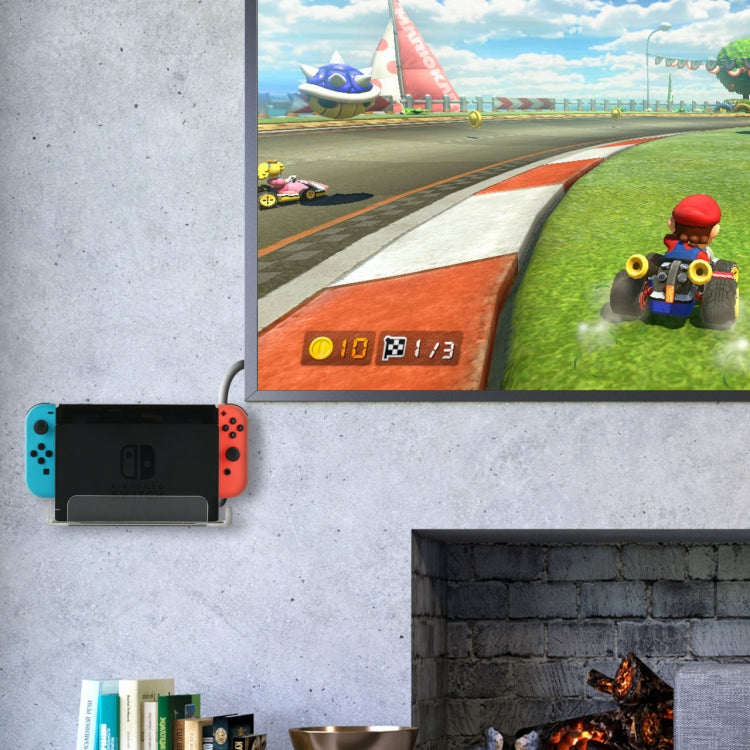 Soporte de almacenamiento de pared para consola de juegos, accesorios para consola de juegos, estante de almacenamiento para Nintendo Switch, Acrylic Black, Acrylic Transparent