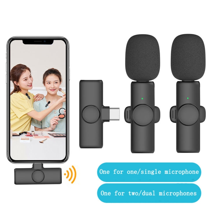 Lavalier Micrófono inalámbrico Teléfono móvil Grabación de video en vivo Micrófono pequeño, 8 Pin Direct 1 To 1, Type C  1 To 1, Type-C 1 To 2