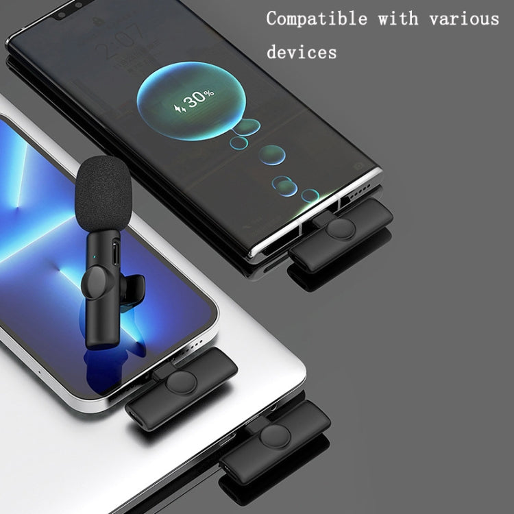 Lavalier Micrófono inalámbrico Teléfono móvil Grabación de video en vivo Micrófono pequeño, 8 Pin Direct 1 To 1, Type C  1 To 1, Type-C 1 To 2