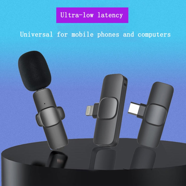 Lavalier Micrófono inalámbrico Teléfono móvil Grabación de video en vivo Micrófono pequeño, 8 Pin Direct 1 To 1, Type C 1 To 2, 8 Pin Direct 1 To 2
