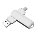 USB 3.0 + 8 pines + USB-C / Tipo-C 3 en 1 Teléfono Computadora Disco en U de metal giratorio, 16GB, 32GB, 64GB, 128GB, 256GB