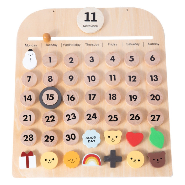 Colgante de escritorio cognitivo para bebés con calendario perpetuo de madera para habitación de niños, especificaciones:, Plywood TC, Beech GB