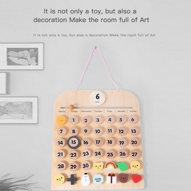 Colgante de escritorio cognitivo para bebés con calendario perpetuo de madera para habitación de niños, especificaciones:, Plywood TC, Beech GB