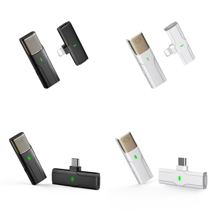 DS01 Micrófono de collar en vivo para exteriores Micrófono inalámbrico de reducción de ruido para grabación de entrevistas, especificación:, 8 Pin (Black), 8 Pin (White), Type-C / USB-C (Black), Type-C / USB-C (White)